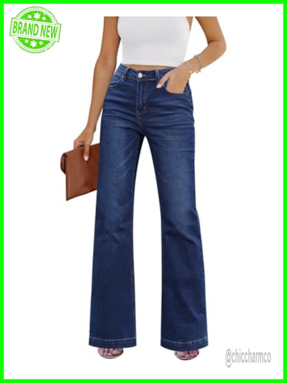 GRACENT High Rise Wide Leg Flare Jeans Stretchy Denim Pants